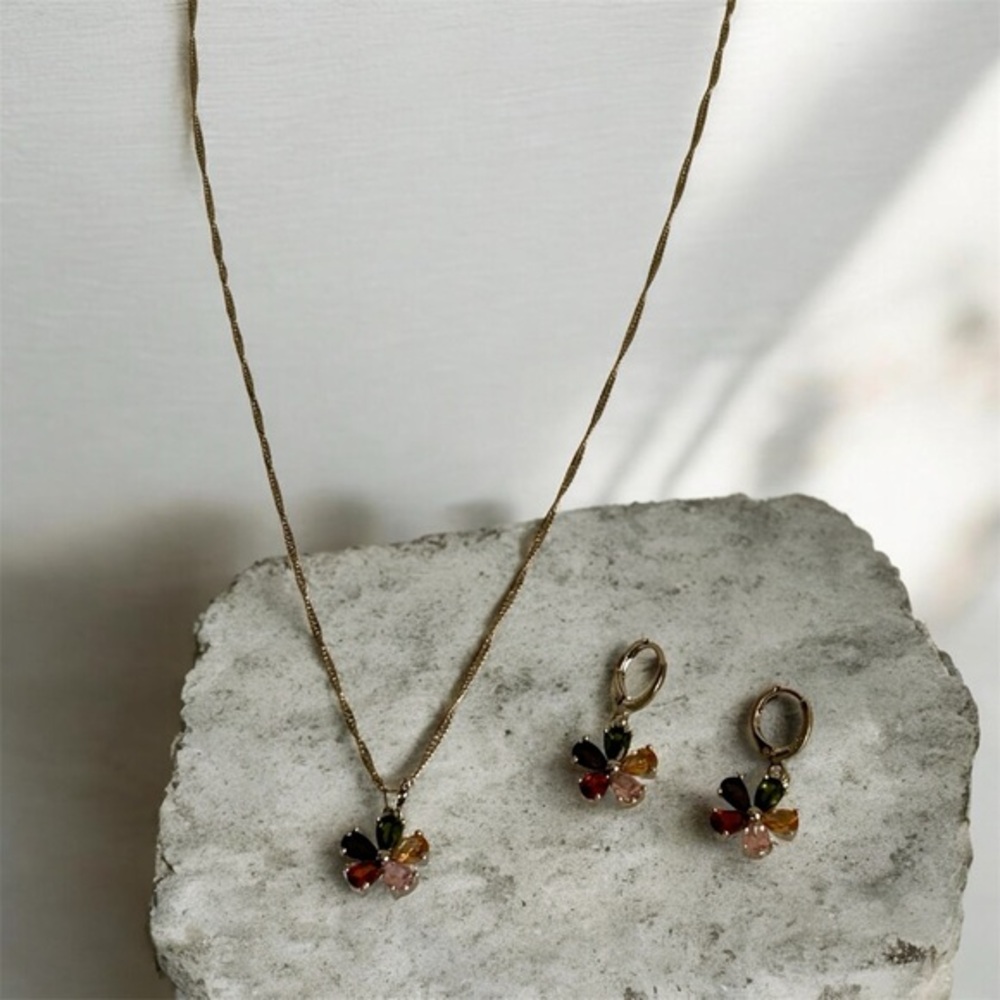 Elegant Multicolor Floral  925 sterling silver Jewelry Set